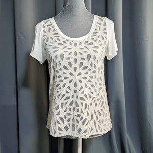 Babaton silk cut out detail t-shirt top cream